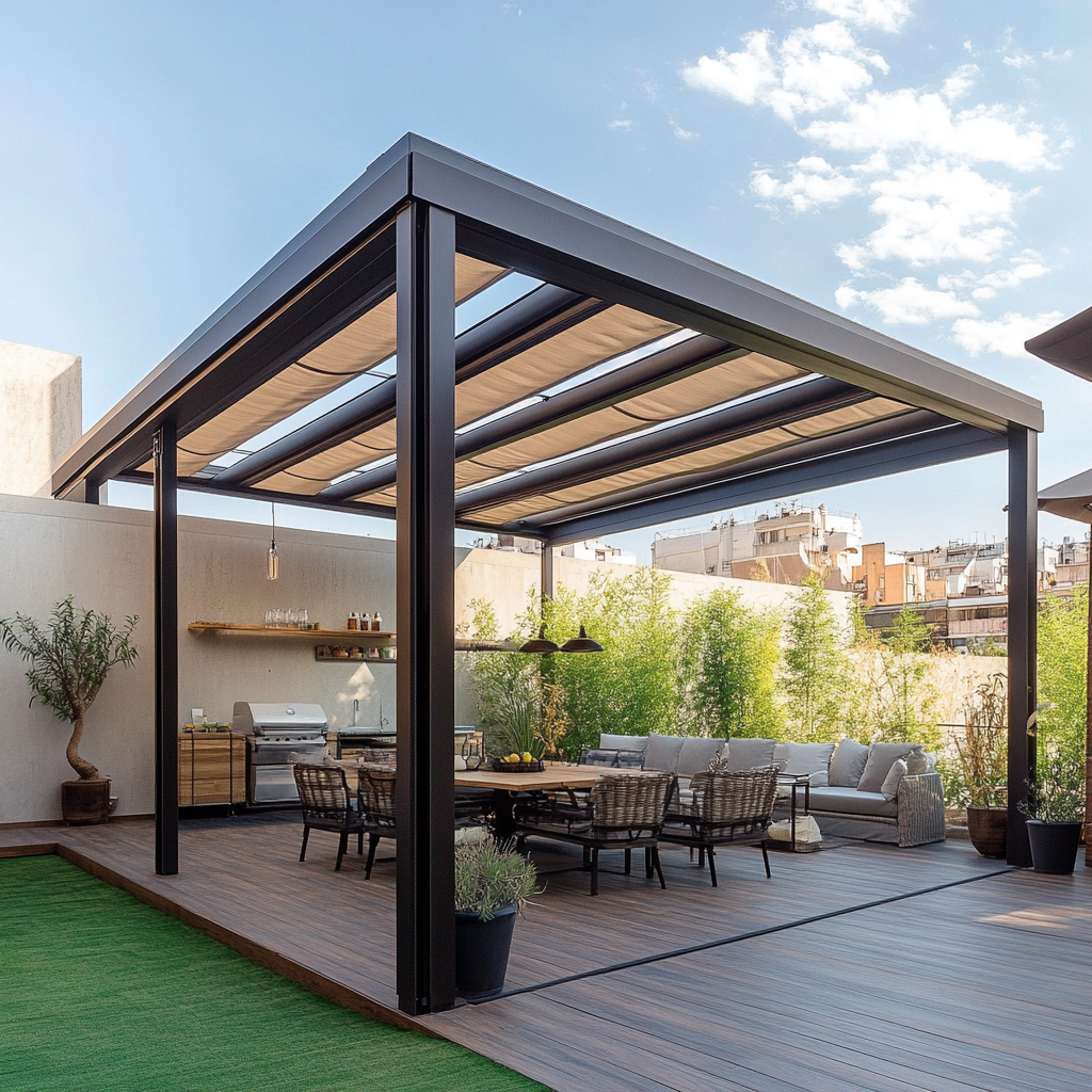 LuxeShade Metal Pergola with Canopy